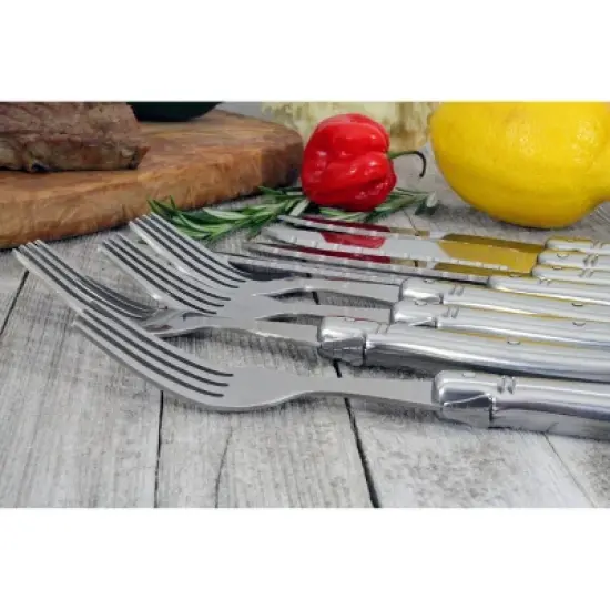 French Home 8pc Stainless Steel Laguiole Steak Knife and Fork Set image {4}