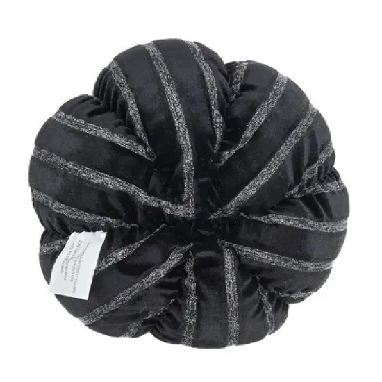 Gulches 7x7x7" Fabric Black Stripe Pumpkin Decor, Halloween Holiday Decor image {4}