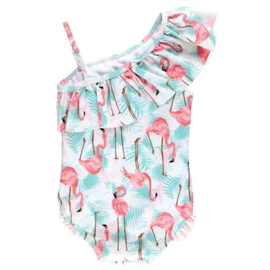 RuffleButts Girls One Shoulder Ruffle One Piece image {1}