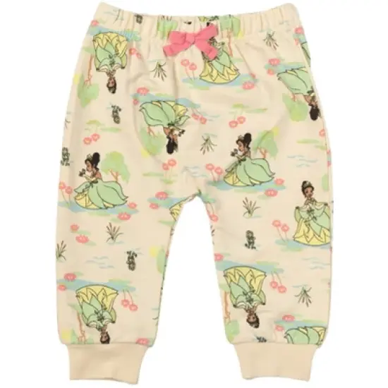 Disney Princess Ariel Tiana Belle Girls French Terry 3 Pack Pants Toddler image {1}