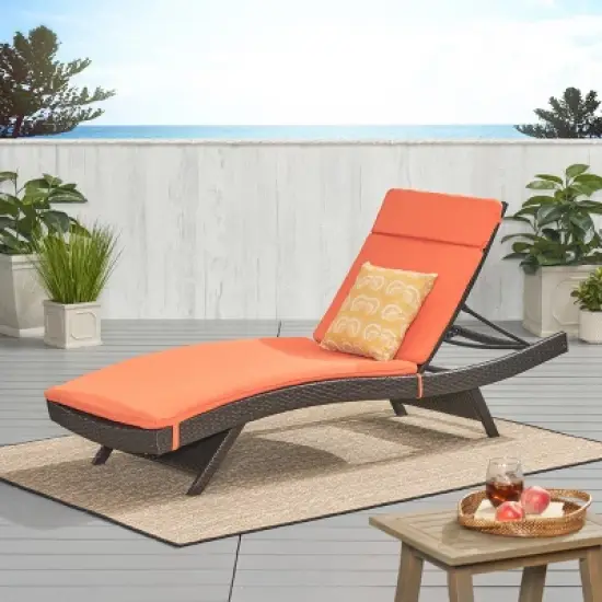 Christopher Knight Home Salem Outdoor Wicker Armless Adjustable Chaise Lounge with Cushion image {25}