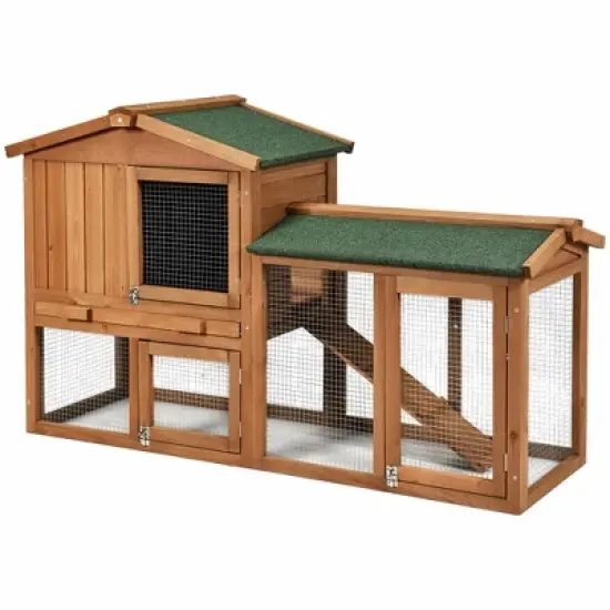 Costway 58'' Wooden Rabbit Hutch Large Chicken Coop Weatherproof Indoor Outdoor Use image {4}