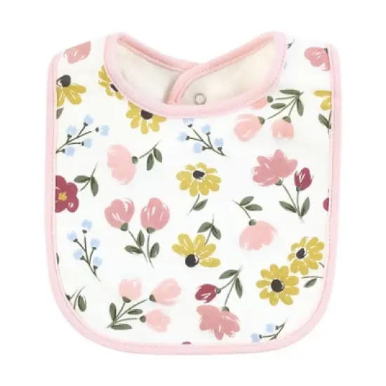 Hudson Baby Infant Girl Cotton Bibs, Soft Painted Floral, One Size image {5}