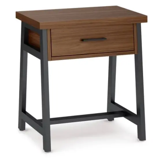 Hawkins Metal/Wood Bedside Nightstand Walnut - WyndenHall image {1}