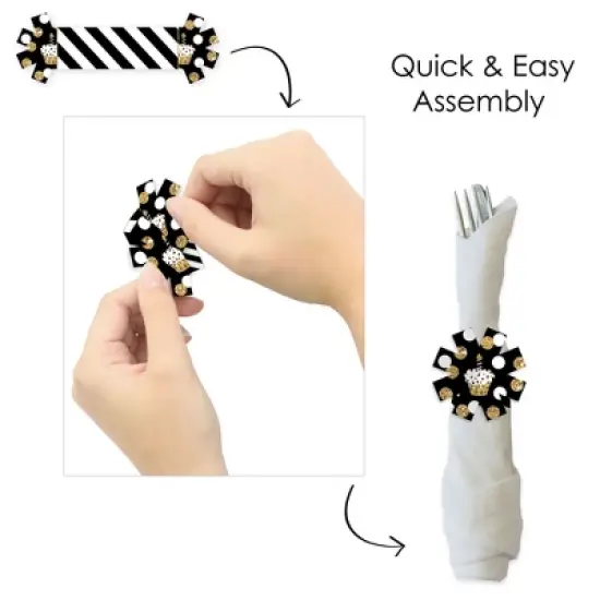 Big Dot of Happiness Adult Happy Birthday - Gold - Birthday Party Paper Napkin Holder - Napkin Rings - Set of 24 image {3}