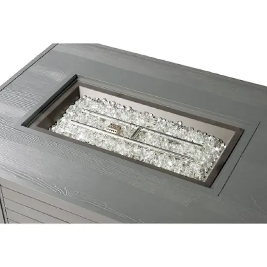 Oakland Living Aluminum Rectangle 48" x 36" 55000 BTUs Propane Wood Texture Panel Design Outdoor Patio Dining Table Gray image {3}