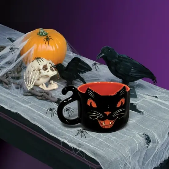 Beistle Beistle Vintage Halloween Ceramic Black Cat Mug, 12 oz Black image {2}