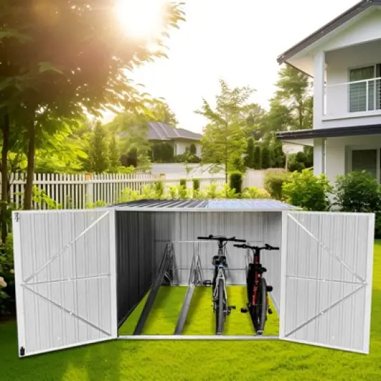 Bicycle Outdoor Steel Storage Shed ,Stores 4 Bikes,Grey image {4}