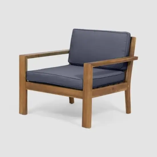 Santa Ana 4pc Acacia Wood Chat Set - Teak/Dark Gray - Christopher Knight Home image {2}