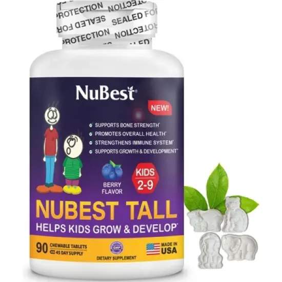 NuBest Tall Kids - Pediatrician-Recommended Multivitamins for Ages 2-9, Supports Height Growth and Overall Wellness, 90 Berry Chewable Tablets image {6}