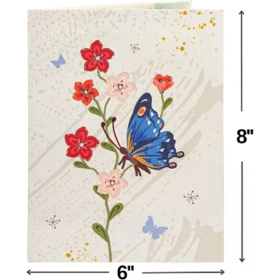 Frndly by Paper Love, Flower and Butterflies 3D Pop Up Card, For All Occasion - Handcrafted 100% Recycled and Eco-Friendly, 8" x 6" Cover image {1}