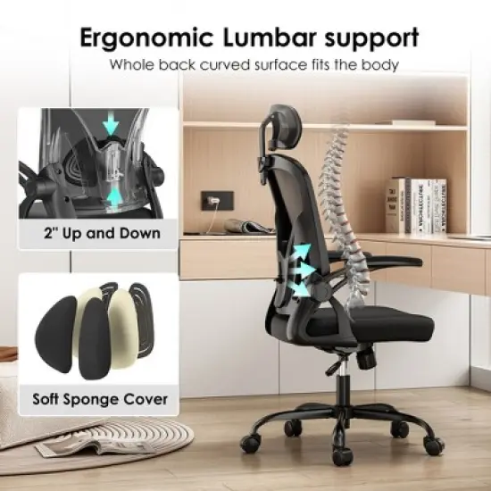 SKRAN Ergonomic Office Chair, High Back Computer Chair with Headrest and Adjustable Lumbar Support for Home Office Gaming Study image {4}