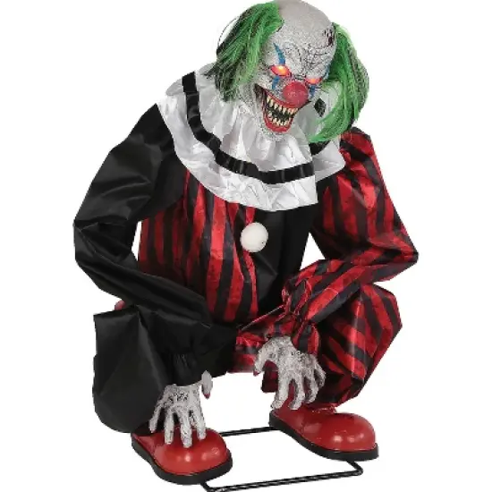 20" Animated Crouching Red Clown Prop image {3}
