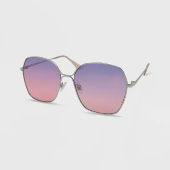Women's Metal Square Oversized Sunglasses - Wild Fable&trade; Silver image {1}