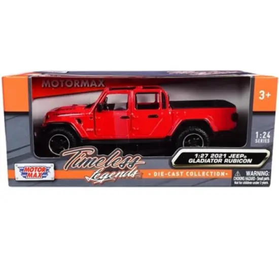 2021 Jeep Gladiator Rubicon (Open Top) Pickup Truck Red 1/24-1/27 Diecast Model Car by Motormax image {2}