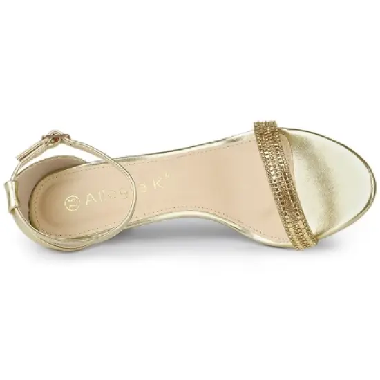 Allegra K Women's Stiletto Heels Rhinestone Ankle Strap Sandals image {3}