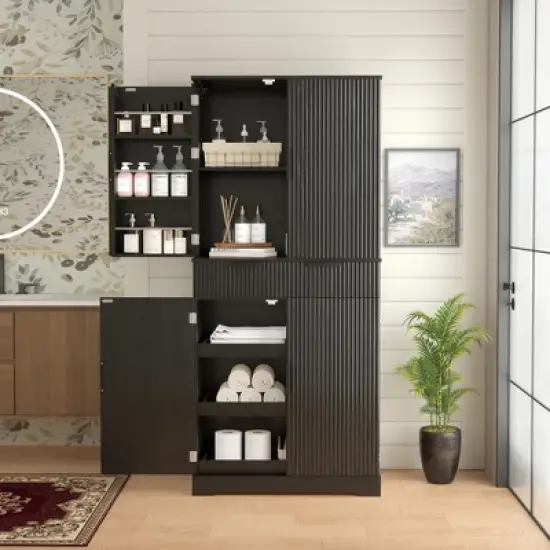 Bella Depot Freestanding 72" Kitchen Pantry Cabinet with Drawers & Adjustable Shelves image {2}