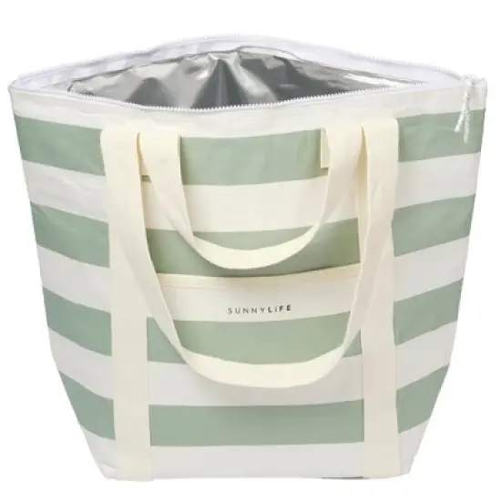Sunnylife Light Cooler Tote - La Palma Sage Stripe - 6Gal image {2}