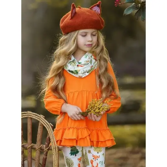 Girls Fall Frolic Tunic, Legging & Scarf Set - Mia Belle Girls image {4}