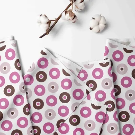 Bacati - Mod Dots Pink Fuschia Beige Chocolate 100 percent Cotton Universal Baby US Standard Crib or Toddler Bed Fitted Sheet image {1}