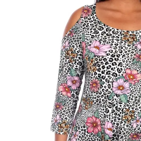 Plus Size 'Antonia' Cold Shoulder Tunic - White Mark image {3}