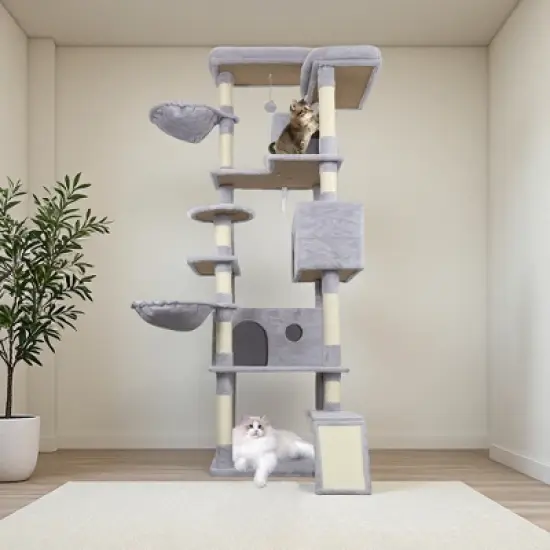 Multipet 84 in Cat Tree Tower with Large Condo, Sisal Scratching Post, Big Hammock and Top Platform image {2}