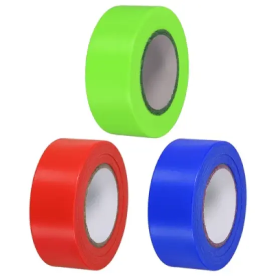 Unique Bargains PVC Non-Adhesive Flagging Tapes for Tree Survey Boundaries 3 Pcs image {6}