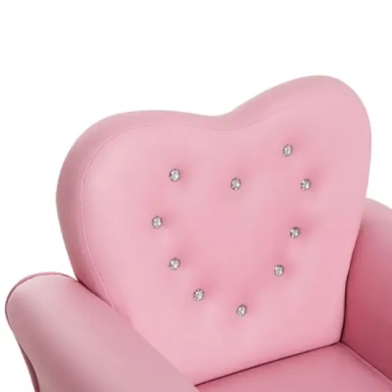 Qaba Kids Sofa Toddler Tufted Upholstered Sofa Chair Princess Couch Furniture with Diamond Decoration for Preschool Child, Pink image {3}