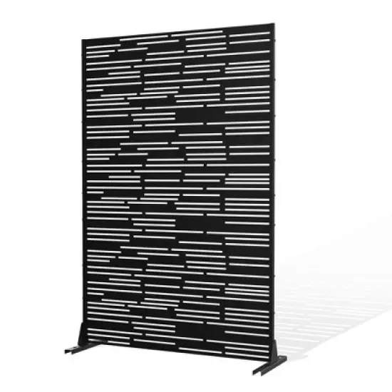 TOAOTBNBO Metal Privacy Screen, Decorative Privacy Fence Panels with Stand, Outdoor Privacy Screen for Garden, Black image {1}