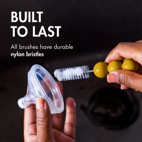 Boon Mod Baby Bottle Cleaning Brush Set with Storage Vase - 4pk image {4}