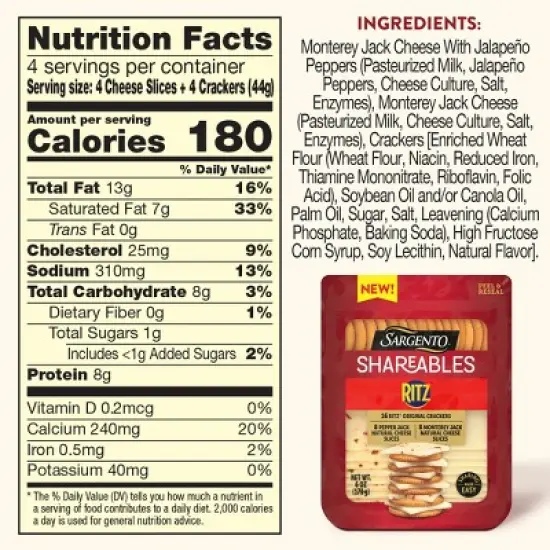 Sargento Shareables Ritz Pepper Jack and Monterey Jack Cheese - 6oz image {3}