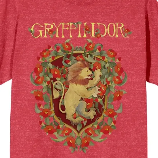 Harry Potter Gryffindor Magical Moments Crest Crew Neck Short Sleeve Red Heather Women's T-shirt image {1}