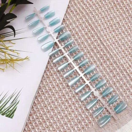 Unique Bargains Women's Full Coverage Fake Nails S Sky Blue 1 Pc image {4}