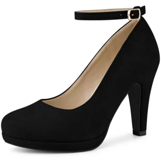 Perphy Mary Jane Pump Ankle Strap Round Toe Stiletto Heels Pumps for Women image {7}