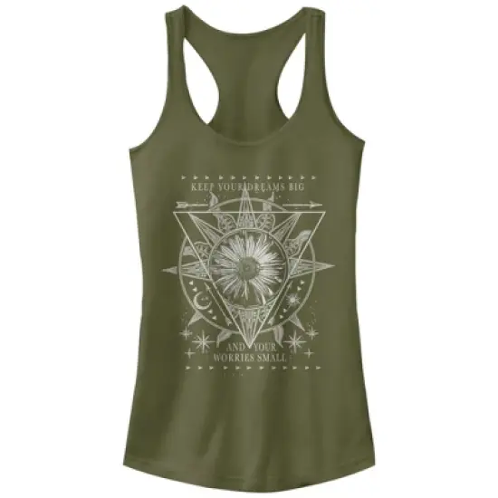 Junior's Peaceful Warrior Dream Big Worry Small Racerback Tank Top image {2}