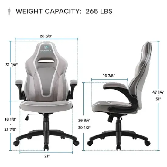 EUREKA ERGONOMIC Vortex, Gaming Chair,26" D x 26" W x 47.25''-51" H image {13}