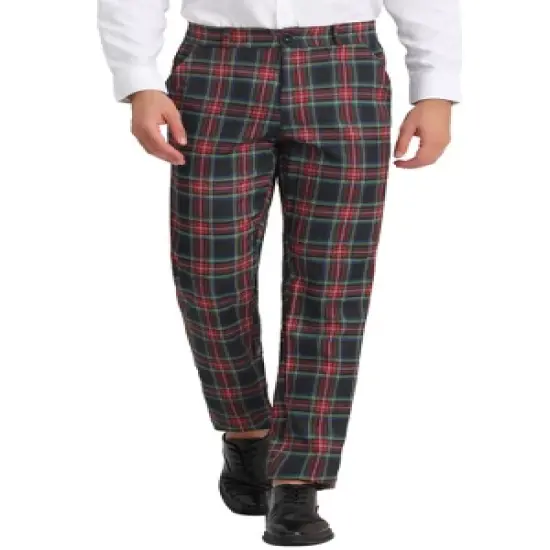 Lars Amadeus Men's Plaid Regular Fit Formal Business Dress Pants image {10}