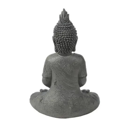 LuxenHome 21.75" Gray MgO Meditating Buddha Garden Statue image {6}