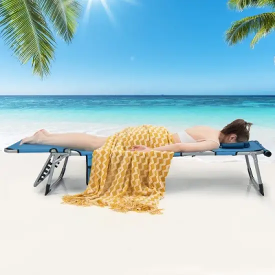 Tangkula Folding Chaise Lounge Chair Sunbathing Recliner w/ Face Hole & Removable Pillow image {1}