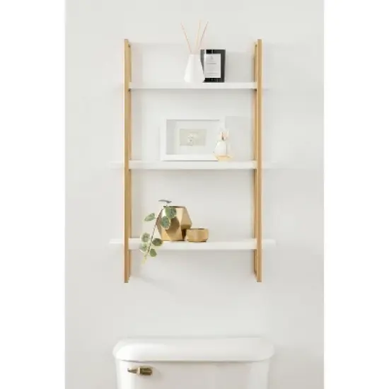 20" x 30" Leigh Wood and Metal Wall Shelf White/Gold - Kate & Laurel All Things Decor image {7}