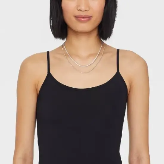 Plated Herringbone and Box Chain Necklace Set 2pc - A New Day&trade; Silver image {1}