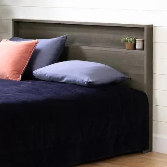 Full/Queen Gravity Headboard with Shelf Gray Maple - South Shore image {1}