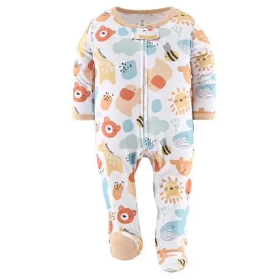 The Peanutshell Sunshine Neutral Footed Baby Sleepers for Boys or Girls, 3-Pack image {3}