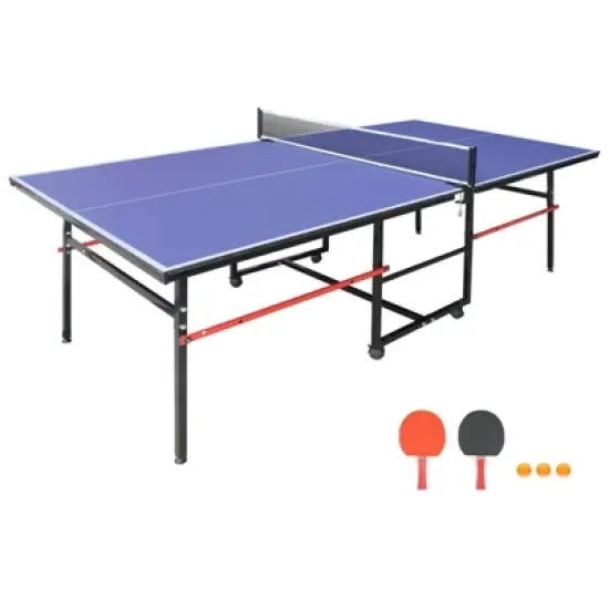SEVOBAL 8ft Mid-Size Table Tennis Accessories Foldable Portable Ping Pong Table Set for Indoor Games for Game Room, Blue, 50"*25"*5" image {4}