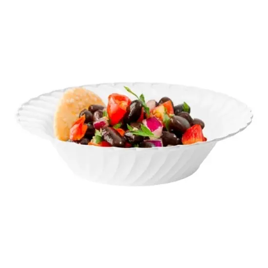 Smarty Had A Party 12 oz. White Flair Plastic Soup Bowls - 90 pcs image {1}