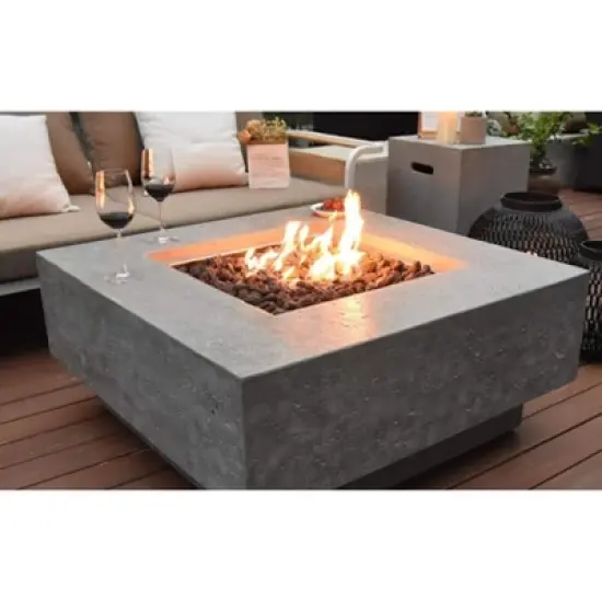 Elementi 36" Fire Pit Natural Gas with Windscreen & Stainless Steel Lid 4 Pc image {2}
