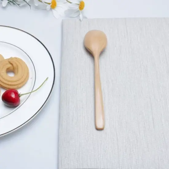 Unique Bargains Kitchen Wooden Soup Spoons for Eating Mixing Stirring Cooking 7.1" Long 1 Pc image {2}