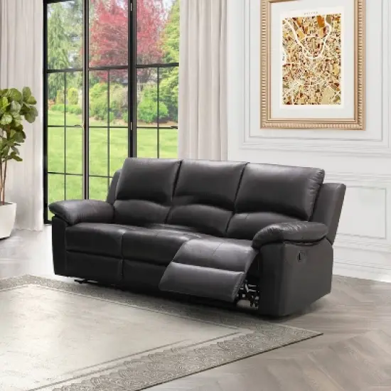 Carlin Leather Reclining Sofa Dark Brown - Abbyson Living image {1}