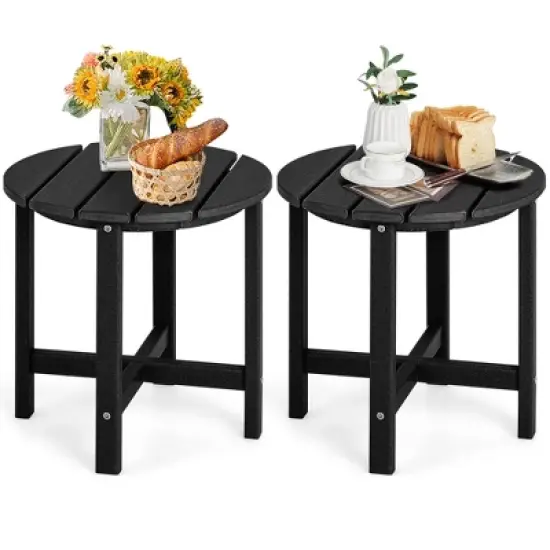 Tangkula 2PCS 18"Adirondack Side Table Weather Resistant HDPE Garden Patio image {6}