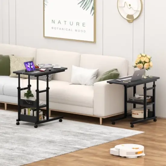 Aheaplus Height Adjustable C Table with USB Port and Wheels image {1}
